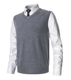 MeiLayM Herren Winter V-Ausschnitt Sleeveless Weste Pullunder Strickweste Ärmellose Klassische Pullover Weste Freizeit Gestrickte Business West Slim Fit Einfarbig Gentleman Weste von MeiLayM