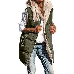 Lang Jacke Weste Damen, Daunenweste mit Kapuze Winter Warm Longweste Ärmellose Lange Steppweste Leicht Winterjacke Winterweste Daunenmantel Daunenjacke Outdoor Puffer Jacke Mäntel Winterweste von MeiLyviba