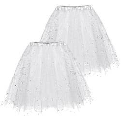 MeiLyviba 2pc Damen Karneval Kostüm Tüllrock 80er Puffy Tütü Röcke Tüll Petticoat von MeiLyviba