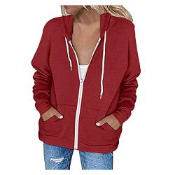 MeiLyviba Damen Kapuzenjacke Kapuzenpullover Vintage Oversize Sweatjacke Sweatshirt College Jacke Übergangsjacke Zip Hoodie Hoody Mit Kapuze Kapuzenjacke Y2K Teenager Mädchen Kaputzenpullis von MeiLyviba