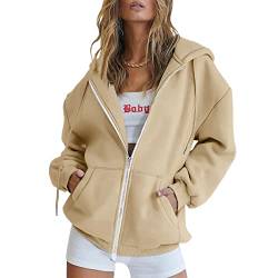 MeiLyviba Damen Kapuzenjacke Kapuzenpullover Vintage Oversize Sweatjacke Sweatshirt College Jacke Übergangsjacke Zip Hoodie Hoody Mit Kapuze Kapuzenjacke Y2K Teenager Mädchen Kaputzenpullis von MeiLyviba