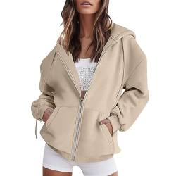 MeiLyviba Damen Kapuzenjacke Kapuzenpullover Vintage Oversize Sweatjacke Sweatshirt College Jacke Übergangsjacke Zip Hoodie Hoody Mit Kapuze Kapuzenjacke Y2K Teenager Mädchen Kaputzenpullis von MeiLyviba