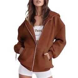 MeiLyviba Damen Kapuzenjacke Kapuzenpullover Vintage Oversize Sweatjacke Sweatshirt College Jacke Übergangsjacke Zip Hoodie Hoody Mit Kapuze Kapuzenjacke Y2K Teenager Mädchen Kaputzenpullis von MeiLyviba