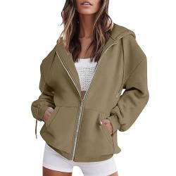 MeiLyviba Damen Kapuzenjacke Kapuzenpullover Vintage Oversize Sweatjacke Sweatshirt College Jacke Übergangsjacke Zip Hoodie Hoody Mit Kapuze Kapuzenjacke Y2K Teenager Mädchen Kaputzenpullis von MeiLyviba