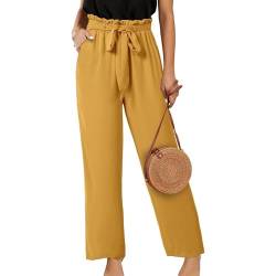 MeiLyviba Palazzo Hose Damen Mit Weitem Bein Leichte Elastische Taille Sommer Hose Mit Taschen Kausale Arbeit Hose Sommerhose Wide Leg Pants Women Elegant Marlenehose Leicht Und Luftig Office Pants von MeiLyviba