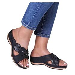 Orthopädische Sandalen Damen Bohemian Elegante Orthopädische Sandalen Sommerschuhe Keilabsatz Plateau Pantoletten Riemen Mit Absatz Plattform Mit Fussbett Slipper Hausschuhe Slides Damenschuhe Frauen von MeiLyviba