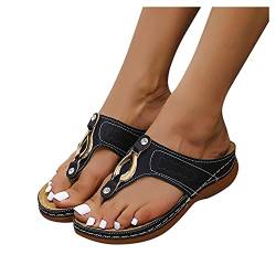 Orthopädische Sandalen Damen Bohemian Elegante Orthopädische Sandalen Sommerschuhe Keilabsatz Plateau Pantoletten Riemen Mit Absatz Plattform Mit Fussbett Slipper Hausschuhe Slides Damenschuhe Frauen von MeiLyviba