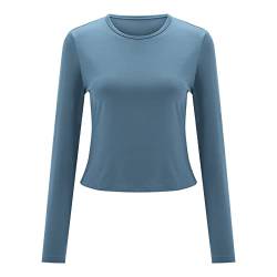 Skims Langarmshirt Slim Fit Damen Y2K Oberteile Langarm Shirts Rundhals Cropped Tee Einfarbig Basic Crop Tops Casual Athletisches Top Teenager Streetwear V Ausschnitt Vintage Clothes Stockholm Style von MeiLyviba