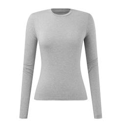 Skims Langarmshirt Slim Fit Damen Y2K Oberteile Langarm Shirts Rundhals Cropped Tee Einfarbig Basic Crop Tops Casual Athletisches Top Teenager Streetwear V Ausschnitt Vintage Clothes Stockholm Style von MeiLyviba