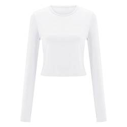 Skims Langarmshirt Slim Fit Damen Y2K Oberteile Langarm Shirts Rundhals Cropped Tee Einfarbig Basic Crop Tops Casual Athletisches Top Teenager Streetwear V Ausschnitt Vintage Clothes Stockholm Style von MeiLyviba