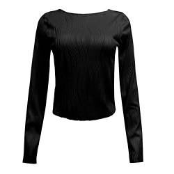 Skims Langarmshirt Slim Fit Damen Y2K Oberteile Langarm Shirts Rundhals Cropped Tee Einfarbig Basic Crop Tops Casual Athletisches Top Teenager Streetwear V Ausschnitt Vintage Clothes Stockholm Style von MeiLyviba