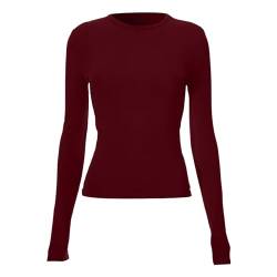 Skims Langarmshirt Slim Fit Damen Y2K Oberteile Langarm Shirts Rundhals Cropped Tee Einfarbig Basic Crop Tops Casual Athletisches Top Teenager Streetwear V Ausschnitt Vintage Clothes Stockholm Style von MeiLyviba