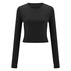 Skims Langarmshirt Slim Fit Damen Y2K Oberteile Langarm Shirts Rundhals Cropped Tee Einfarbig Basic Crop Tops Casual Athletisches Top Teenager Streetwear V Ausschnitt Vintage Clothes Stockholm Style von MeiLyviba