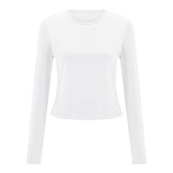 Skims Langarmshirt Slim Fit Damen Y2K Oberteile Langarm Shirts Rundhals Cropped Tee Einfarbig Basic Crop Tops Casual Athletisches Top Teenager Streetwear V Ausschnitt Vintage Clothes Stockholm Style von MeiLyviba