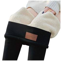 Thermoleggings Damen Gefüttert Lamb Frauen Warme Schlanke Hose Winter Lamm Plüsch Jogginghose Verdickte Teddy Fleece Jogginghose Hohe Taille Übergroße Leggings Für Frauen High Waist Lang Yogahose von MeiLyviba