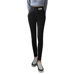 Thermoleggings Damen Gefüttert Lamb Frauen Warme Schlanke Hose Winter Lamm Plüsch Jogginghose Verdickte Teddy Fleece Jogginghose Hohe Taille Übergroße Leggings Für Frauen High Waist Lang Yogahose von MeiLyviba