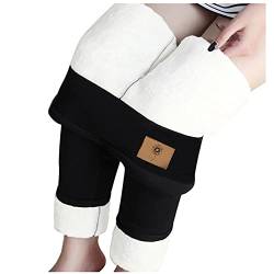 Thermoleggings Damen Gefüttert Lamb Frauen Warme Schlanke Hose Winter Lamm Plüsch Jogginghose Verdickte Teddy Fleece Jogginghose Hohe Taille Übergroße Leggings Für Frauen High Waist Lang Yogahose von MeiLyviba