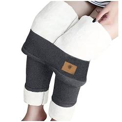 Thermoleggings Damen Gefüttert Lamb Frauen Warme Schlanke Hose Winter Lamm Plüsch Jogginghose Verdickte Teddy Fleece Jogginghose Hohe Taille Übergroße Leggings Für Frauen High Waist Lang Yogahose von MeiLyviba