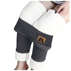 Thermoleggings Damen Gefüttert Lamb Frauen Warme Schlanke Hose Winter Lamm Plüsch Jogginghose Verdickte Teddy Fleece Jogginghose Hohe Taille Übergroße Leggings Für Frauen High Waist Lang Yogahose von MeiLyviba