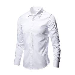 Weißes Hemd Herren Regular Fit Bügelfrei Mit Geradem Schnitt Businesshemden Und Freizeithemden Für Männer Anzug Hemd Business Slim Fit Langarm Herrenhemd Stretch Langarm Hemd Modische Casual von MeiLyviba