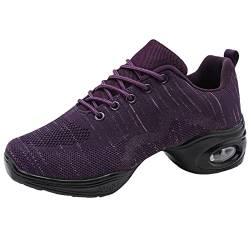 Damen Jazzschuhe Atmungsaktiv Tanzschuhe rutschfeste Geteilte Sohle Sneaker Fersenschuhe Leichte Plattform Schuhe Purple 40 von Meidiastra