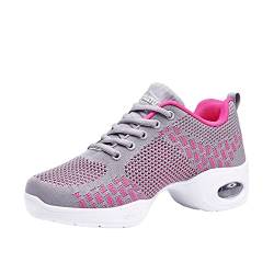 Damen Mesh Geteilte Sohle Jazzschuhe Lace Up Tanzschuhe Modern Tanzsneaker Atmungsaktiv Straßenschuhe Fitness Wanderschuhe Grey Pink 37 von Meidiastra