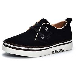 Meidiastra Herren Schuhe - 5.3CM Elevator Schuhe Atmungsaktives Schnürsenkel Leder Sneaker Schuhe Freizeitschuhe Sportschuhe Skate Schuhe mit Verstecktem Absatz Schwarz 41 von Meidiastra