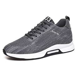 Meidiastra Herren Sneakers Elevator Schuhe Junge Erwachsene Gestrickt Mesh Schnürsenkel Sportschuhe Versteckten Lift Heel-2.36'' für Herren Grau 43 von Meidiastra