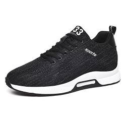 Meidiastra Herren Sneakers Elevator Schuhe Junge Erwachsene Gestrickt Mesh Schnürsenkel Sportschuhe Versteckten Lift Heel-2.36'' für Herren Schwarz 44 von Meidiastra