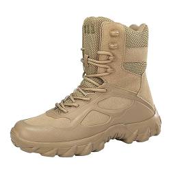 Meidiastra Stiefel Herren Militär Einsatzstiefel Taktisch Kampfstiefel mit Zipper Verschleißfest Rutschfeste Outdoor Wanderschuhe Gelände Stiefel zum Trekking sand39 von Meidiastra