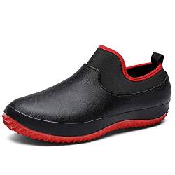 Meidiastra Unisex Küchenschuhe Bequemer Dämpfung Kochschuhe Anti-Splash Arbeisschuhe rutschfest Sportlich Schuhe Loafers Ölbeständig Koch Slippers Black/Red 38 von Meidiastra