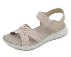 Meik Mangni Damen Sandalen Sommer Wandersandalen Freizeit Plateau Rutschfeste Sandaletten Sportsandalen Wanderschuhe für Sport Strand Beige Gr.35 von Meik Mangni