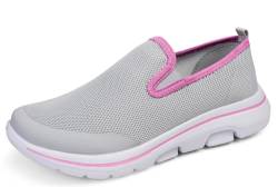 Meik Mangni Damen Slip On Sneaker Heren Atmungsaktiv Turnschuhe Leichte Freizeitschuhe Bequem Schlupfschuhe Casual Walkingschuhe Jogging Fitness,Hellgrau, Gr:42 EU=Sohlengröße 41EU von Meik Mangni