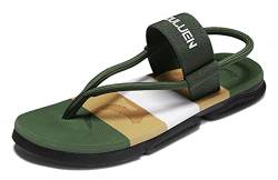 Meik Mangni Flip Flops Zehentrenner Herren Flip-On Badelatschen Sommer Strand Sandalen Comfy rutschfeste Beach Duschlatschen Sohle Military Green Gr.44 von Meik Mangni