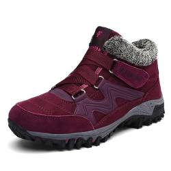 Meik Mangni Herren Damen Winterstiefel Schneestiefel Warme Gefüttert rutschfest Trekking Wanderschuhe Sportschuhe Outdoor Wanderstiefel Stiefel,Weinrot,Gr.42EU=Etikett 43EU von Meik Mangni