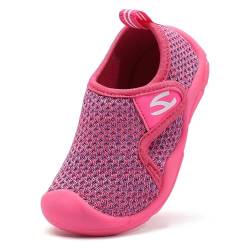 Meik Mangni Kinder Hausschuhe Mädchen Jungen rutschfest Lauflernschuhe Kleinkinder Schuhe Atmungsaktive Pantoffeln Slipper Rosenrot 22 EU von Meik Mangni