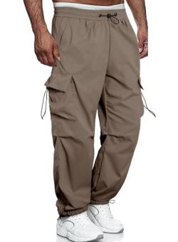 Meilicloth Cargo Hose Herren Cargohose Baggy Männer Locker Freizeithose Outdoorhose Sporthose Sweatpants Lang Loose Fit Einfach Taupe 34 von Meilicloth