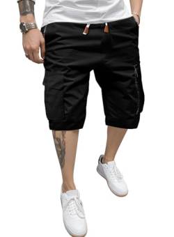 Meilicloth Cargo Shorts Herren Kurze Hosen Sommer Bermuda Shorts Herren Cargohose Kurz Freizeithose Herren Kurz Jogginghose Chino Sport Shorts Herrenshorts Cargoshorts Schwarz 38 von Meilicloth