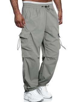 Meilicloth Cargohose Herren Baggy Cargo Hose Männer Lockere Outdoorhose Baumwolle Sporthose Lange Casual Freizeithose Jogginghose Stretch Pants Loose Fit Grau 34 von Meilicloth