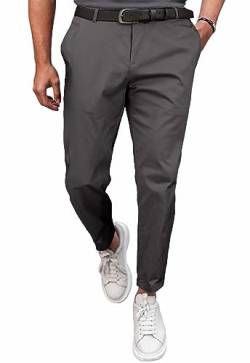 Meilicloth Herren Chino Hose Anzughose Herren Chinohose Stretchhose Herren Baumwolle Sporthose Casual Freizeithose mit Enger Passform Grau 32 von Meilicloth