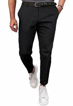 Meilicloth Herren Chino Hose Anzughose Herren Chinohose Stretchhose Herren Baumwolle Sporthose Casual Freizeithose mit Enger Passform Schwarz 40 von Meilicloth