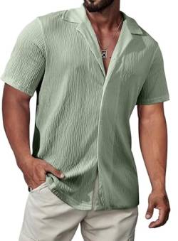 Meilicloth Herren Hawaiihemd Kurzarmhemd Sommer Hemd Freizeit Strand Hemd Button Down Hemden Regular Fit Grün M von Meilicloth