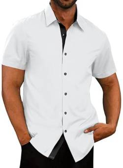 Meilicloth Herren Hemd Businesshemd Kurzarm Freizeithemd Herrenhemden Casual Regular Fit Weiß L von Meilicloth