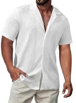 Meilicloth Herren Hemd Kurzarm Freizeithemd Regular fit Casual Sommerhemd Männer Modern Weiß 3XL von Meilicloth