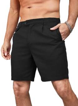 Meilicloth Herren Shorts Leinen Kurze Hosen Leinen Strand Shorts Sommer Kurze Leinenhose Freizeithose Sommershorts Kurze Herrenshorts Chino Shorts Sportshorts Sweatshorts 2024 Sommer Schwarz 38 von Meilicloth