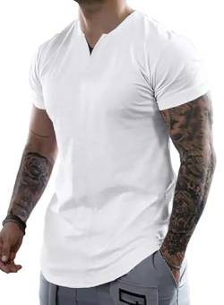 Meilicloth Kurzarm Tshirt Herren Henley Tops Sommer Hemd lässig V-Ausschnitt Baumwolle Tee Shirts Hemden von Meilicloth