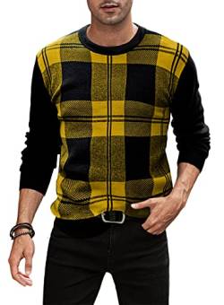 Meilicloth Pullover Herren Winter Rundhals Winterpullover Basic Strickpullover Feinstrick Sweaters Kaschmir Wollpullover Casual Langarmshirts Pullover Männer Pulli GelbXXL von Meilicloth