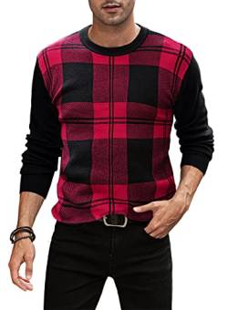 Meilicloth Pullover Herren Winter Rundhals Winterpullover Basic Strickpullover Feinstrick Sweaters Kaschmir Wollpullover Casual Langarmshirts Pullover Männer Pulli Rot XL von Meilicloth