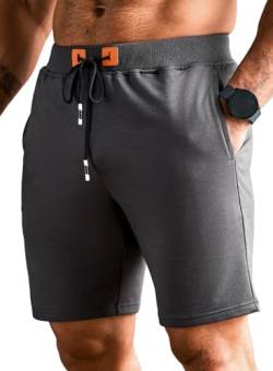 Meilicloth Sporthose Herren Kurz Fahrradhose Kurze Hosen Herren Shorts Männer Jogginghose mit 3 Taschen Elastischer Bund Loungewear Tiefgrau S von Meilicloth