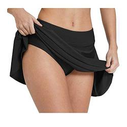 Damen Baderock Bikini Rock mit integrierter Innenslip Tasche Bikinirock Bikinihose Badeshorts, Hosenrock Sommer Schwimmrock Wassersport Hose High Waist Shorts Slips Strand Badehose Strandrock von Meilily